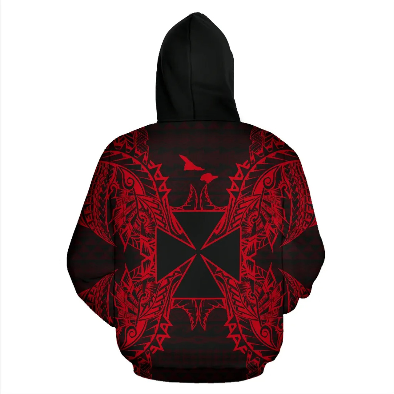 Wallis and Futuna Polynesian All Over Hoodie Map Red