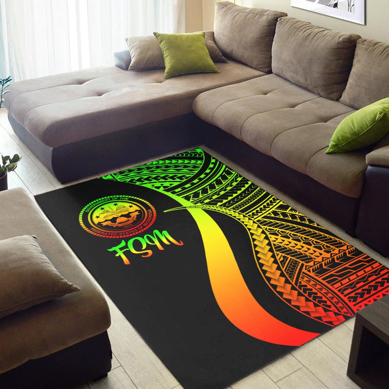 Federated States of Micronesia Area Rug - Reggae Polynesian Tentacle Tribal Pattern Polynesian 2