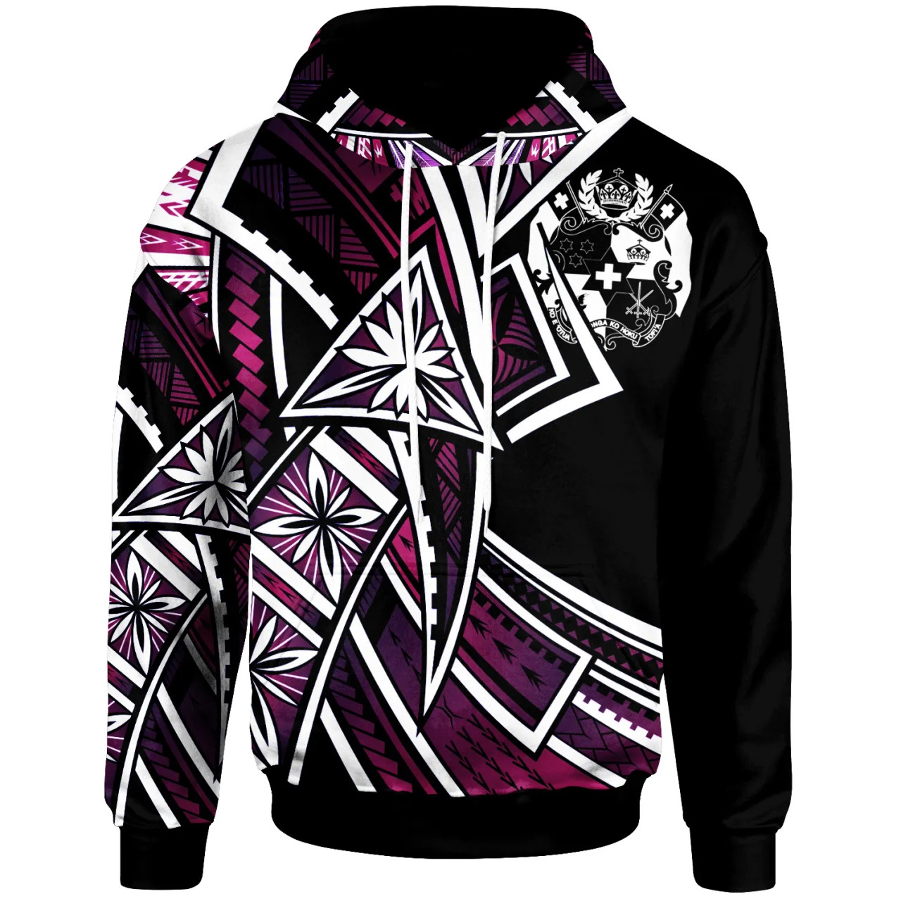 Tonga Hoodie - Tribal Flower Special Pattern Purple Color