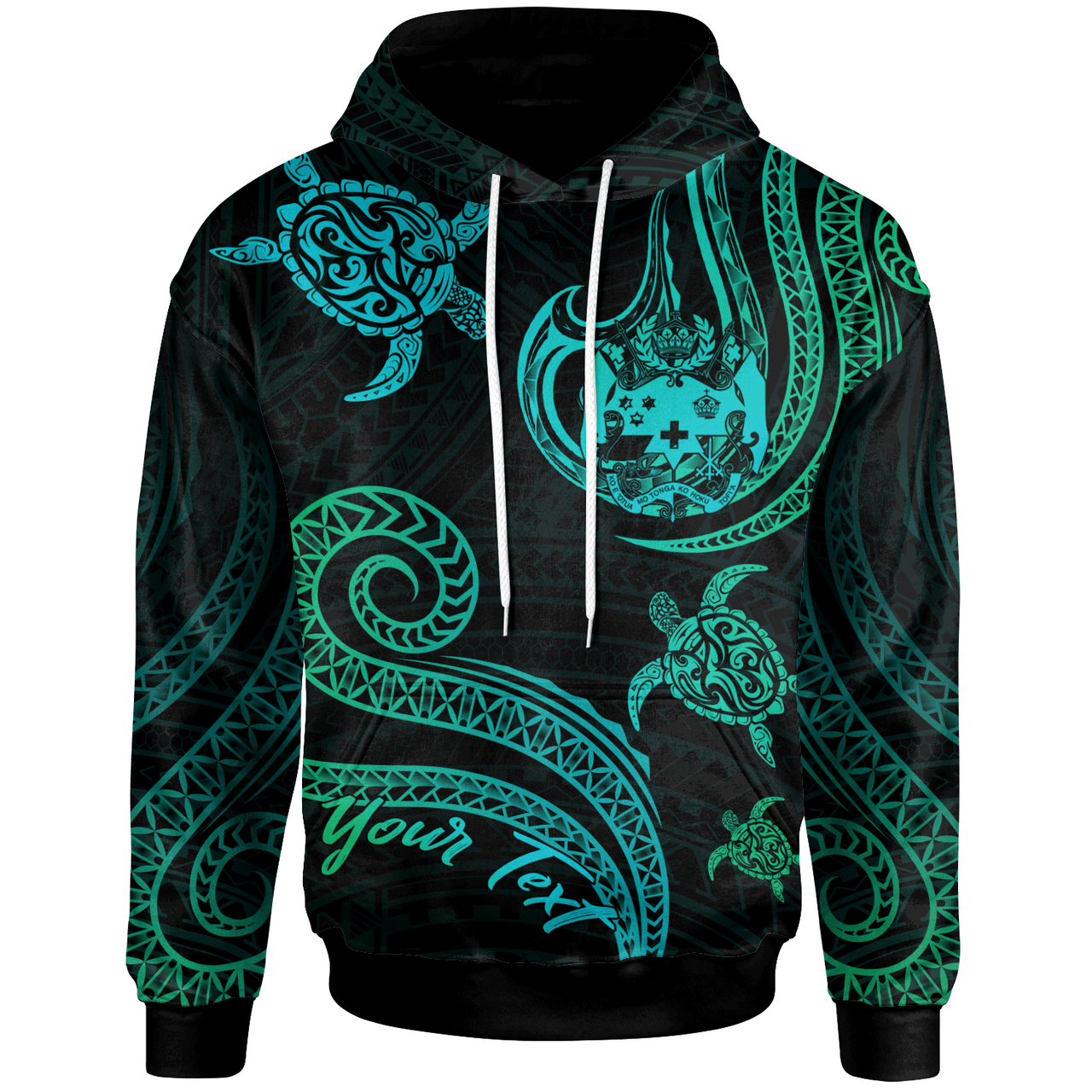 Tonga Personalised Custom Hoodie - Polynesian Turtle With Pattern