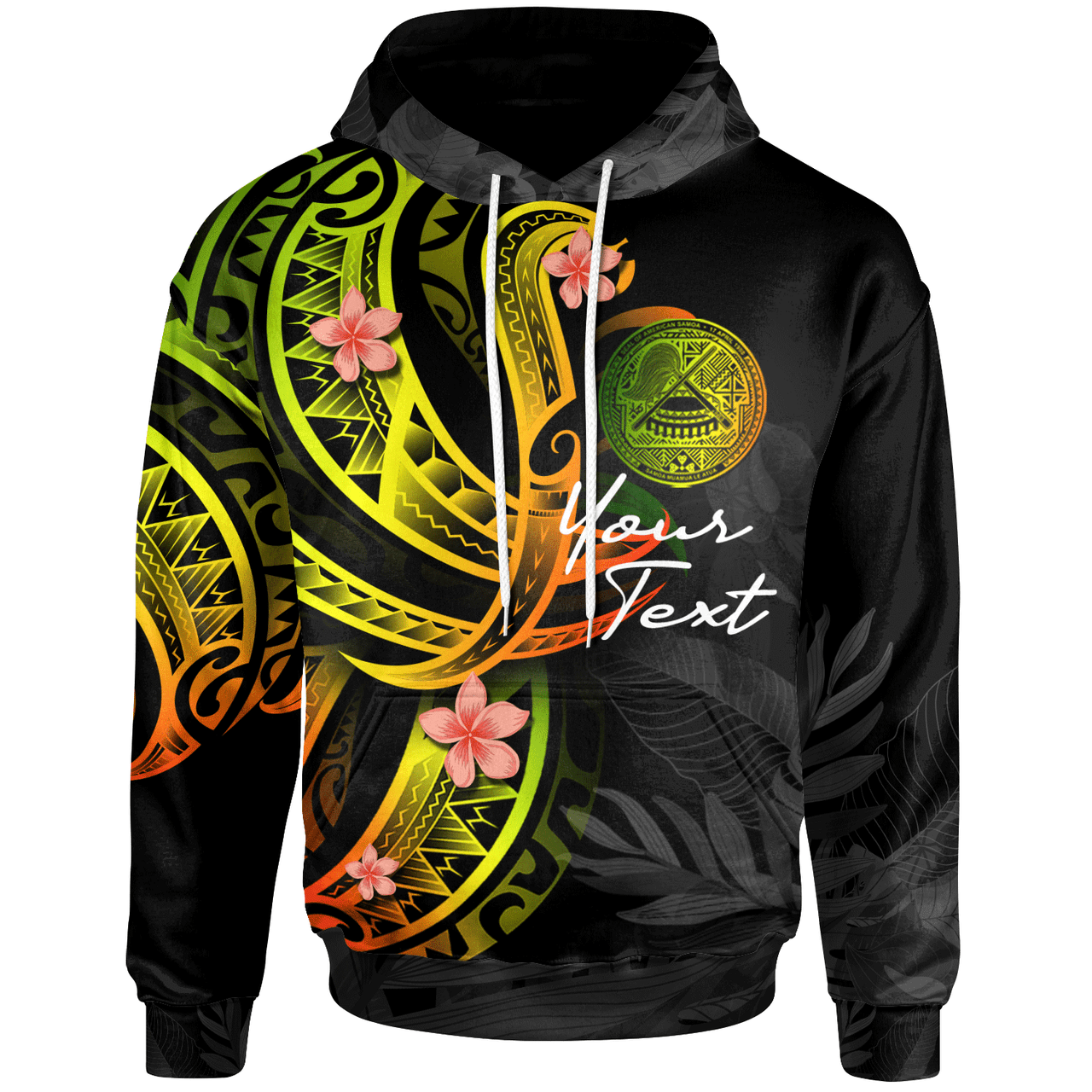 American Samoa Personalised Custom Hoodie - Hibiscus With Pattern Reggae