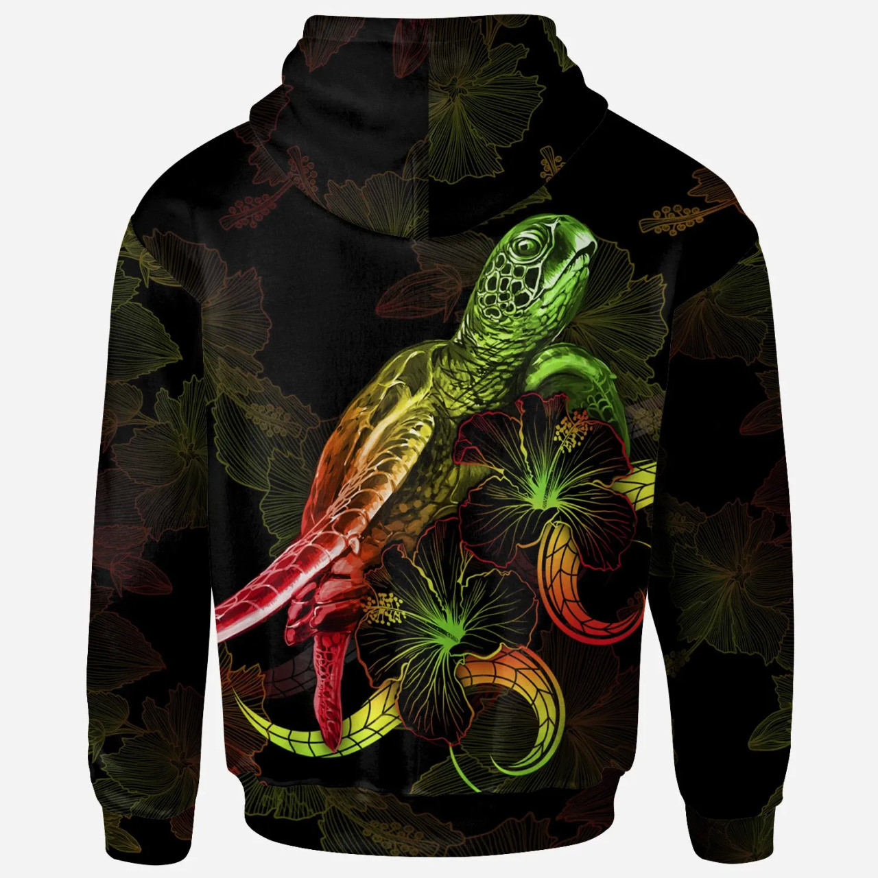 Federated States of Micronesia Custom Personalized Polynesian Hoodie - Turtle With Blooming Hibiscus Reggae