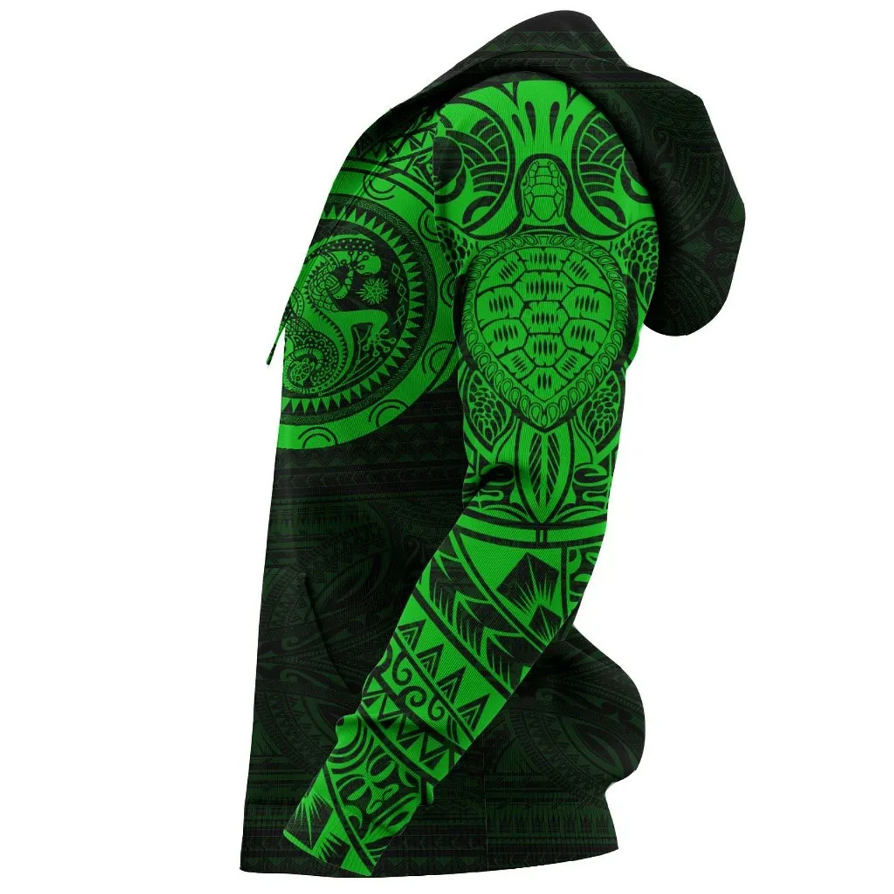 Polynesian Hoodie - Polynesian Tribal Lizard Tattoo Green