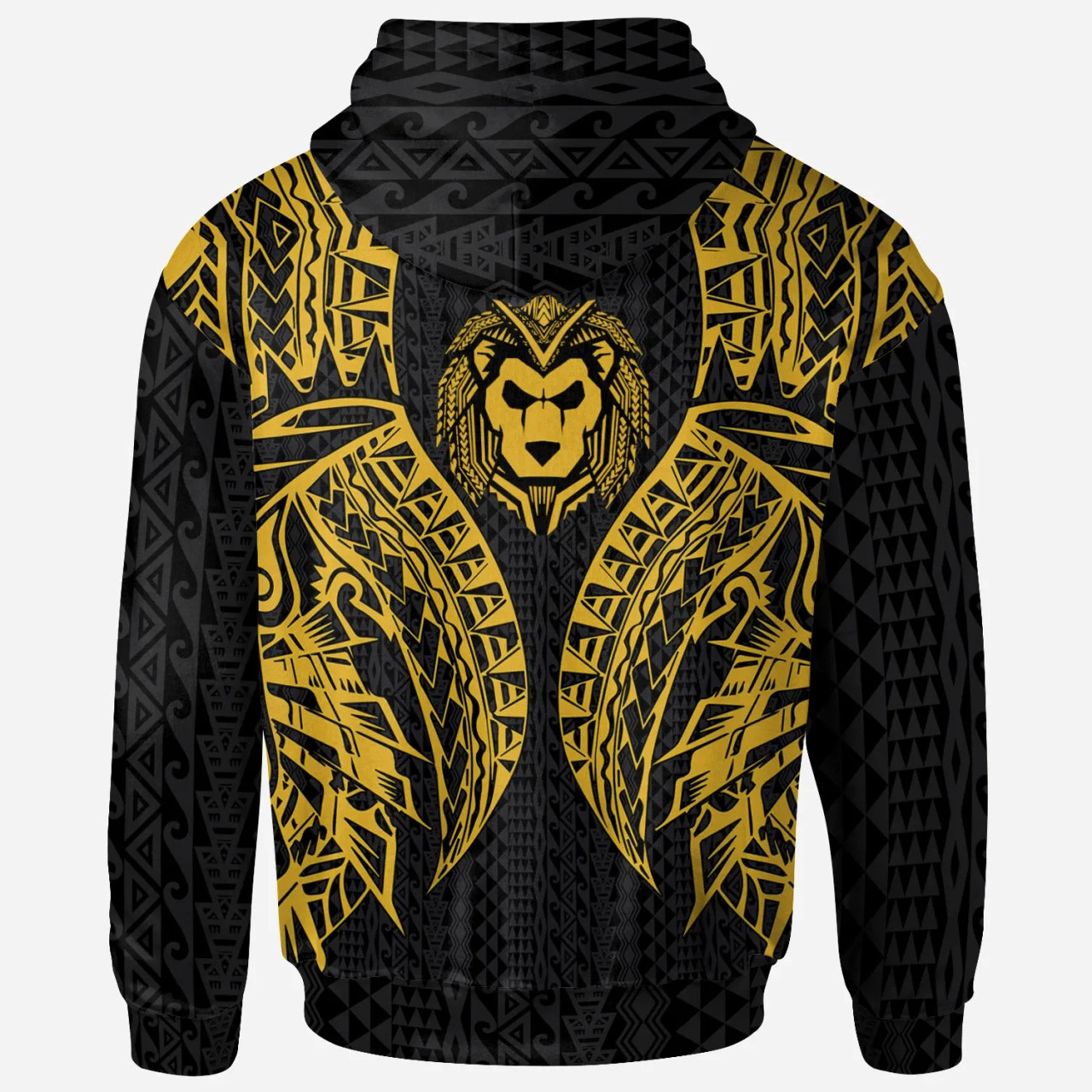 Wallis And Futuna Hoodie - Polynesian Lion Head Gold Style