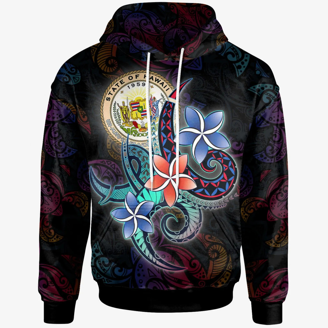 Hawaii Hoodie - Plumeria Flowers Style