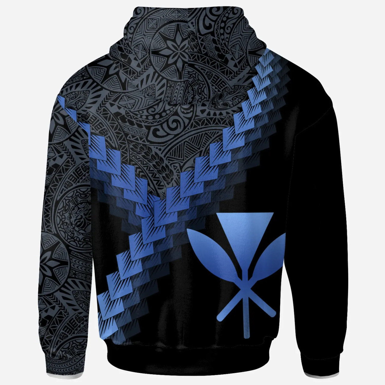 Hawaii Kanaka Maoli Hoodie - Hawaii Kanaka Maoli Coat Of Arms With Polynesian Tattoo Blue