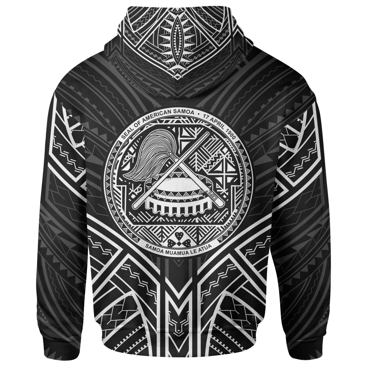 American Samoa Hoodie - American Samoa Seal Black Tribal Patterns