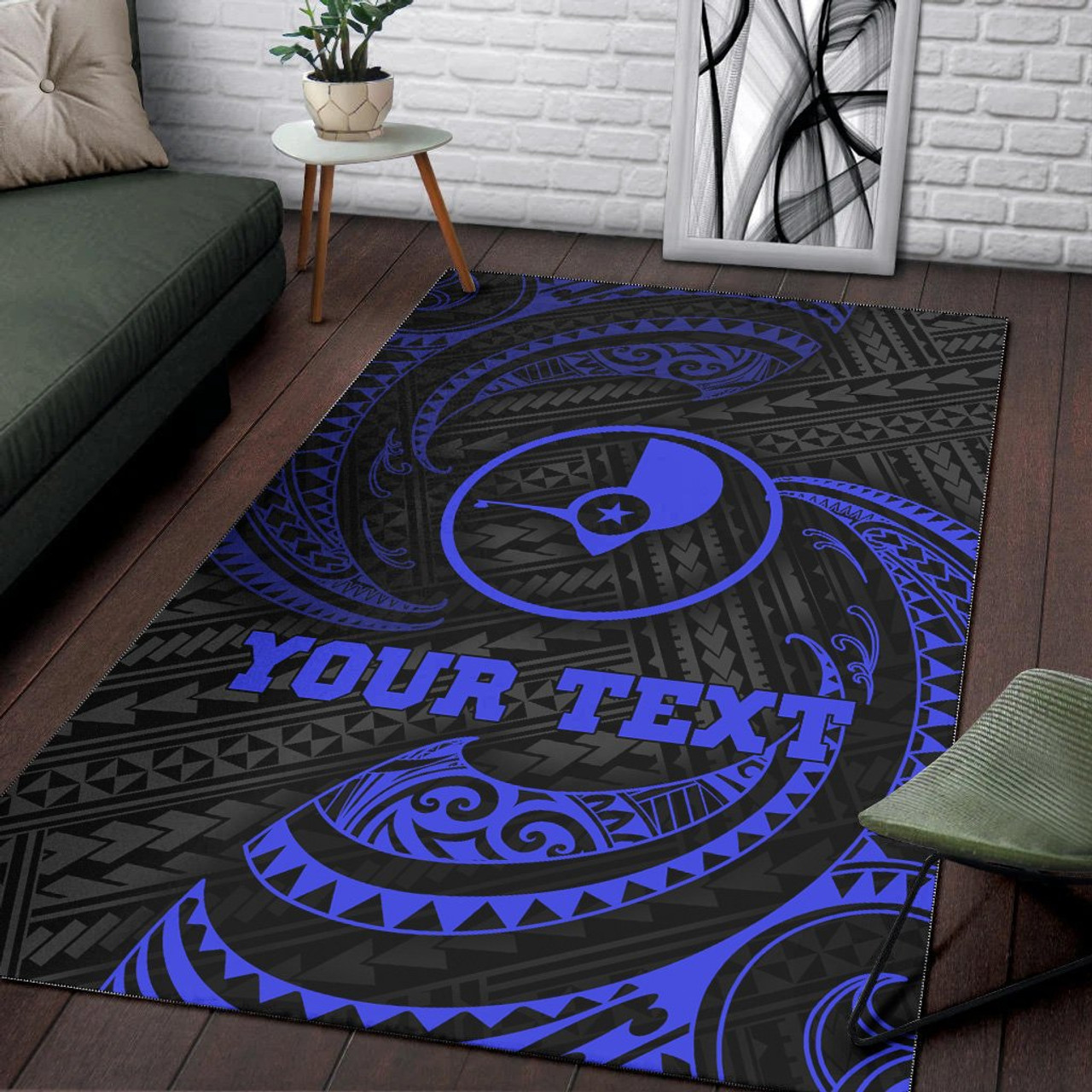 Yap Polynesian Custom Personalised Area Rug - Blue Tribal Wave Polynesian 4