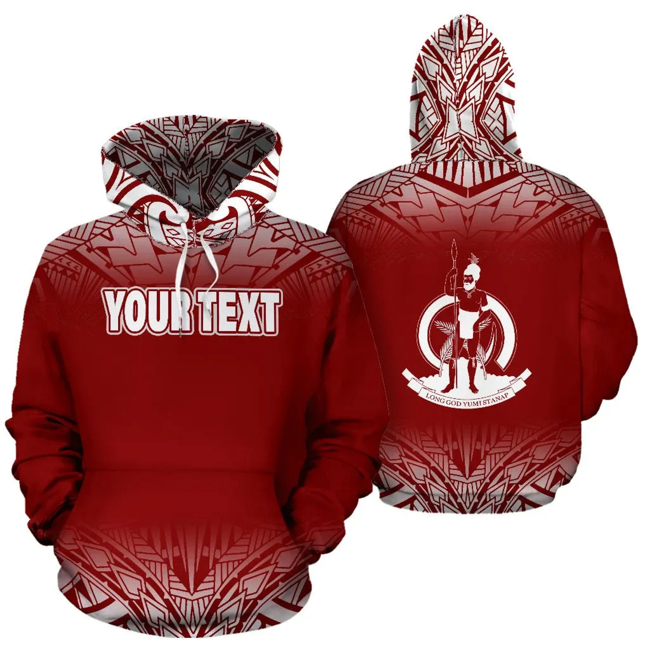 Vanuatu Custom Personalised All Over Hoodie - Fog Red