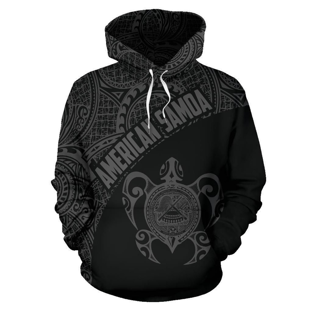 American Samoa Hoodie - American Samoa Seal In Turtle Polynesian Tattooe 01