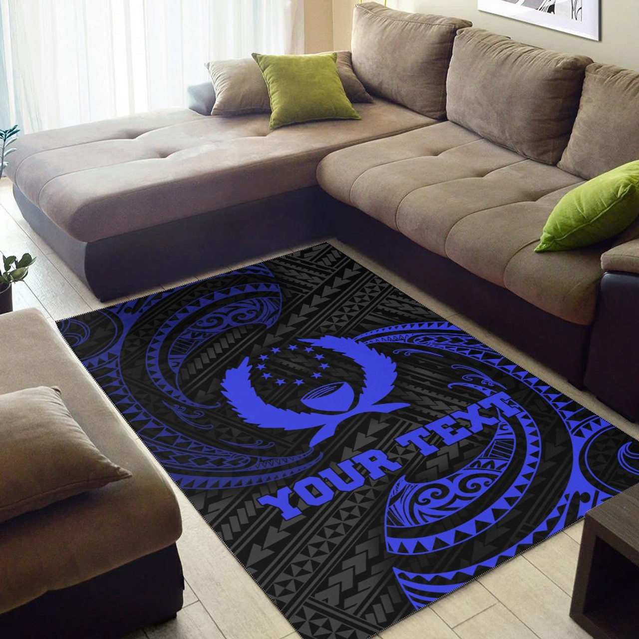 Pohnpei Polynesian Custom Personalised Area Rug - Blue Tribal Wave Polynesian 3