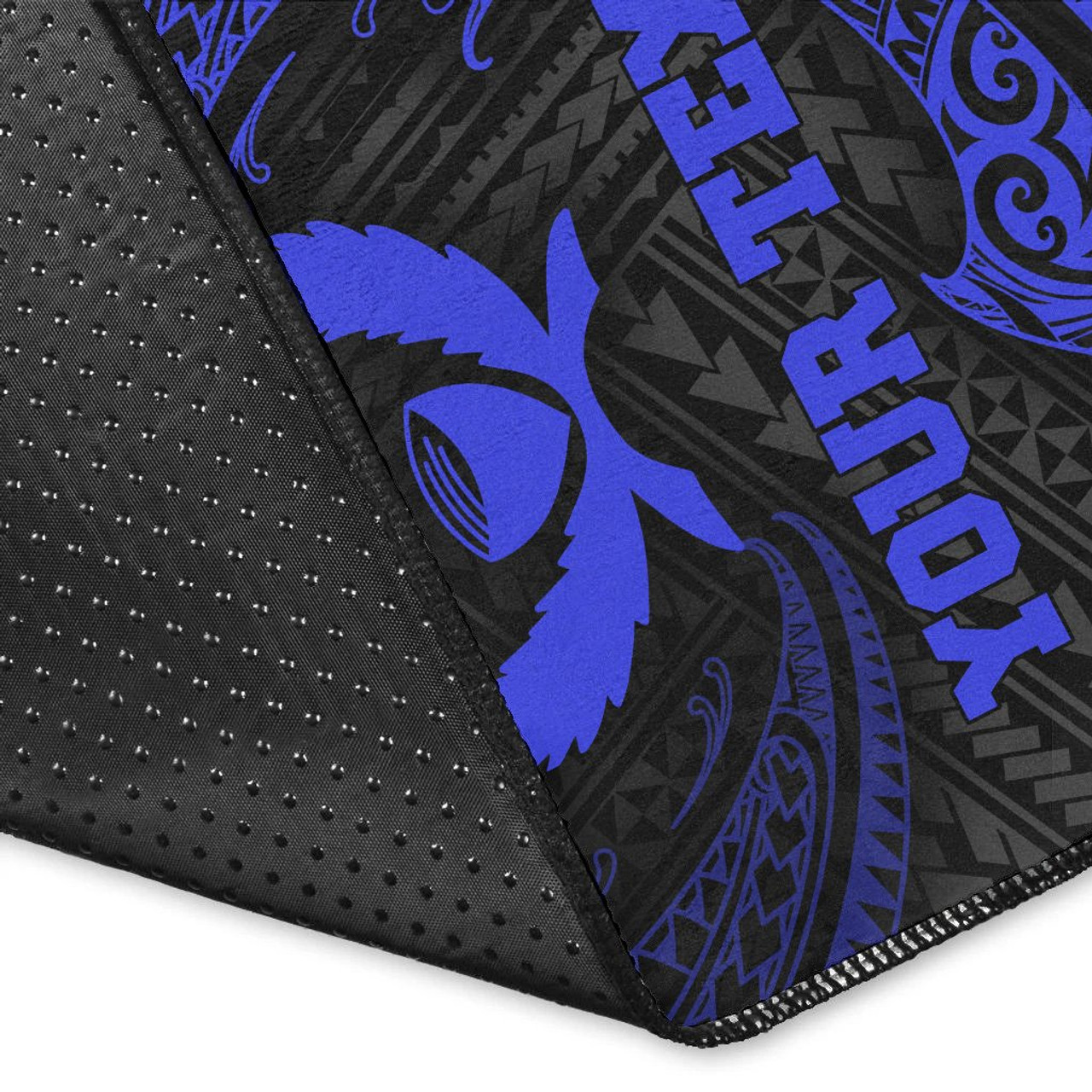 Pohnpei Polynesian Custom Personalised Area Rug - Blue Tribal Wave Polynesian 7