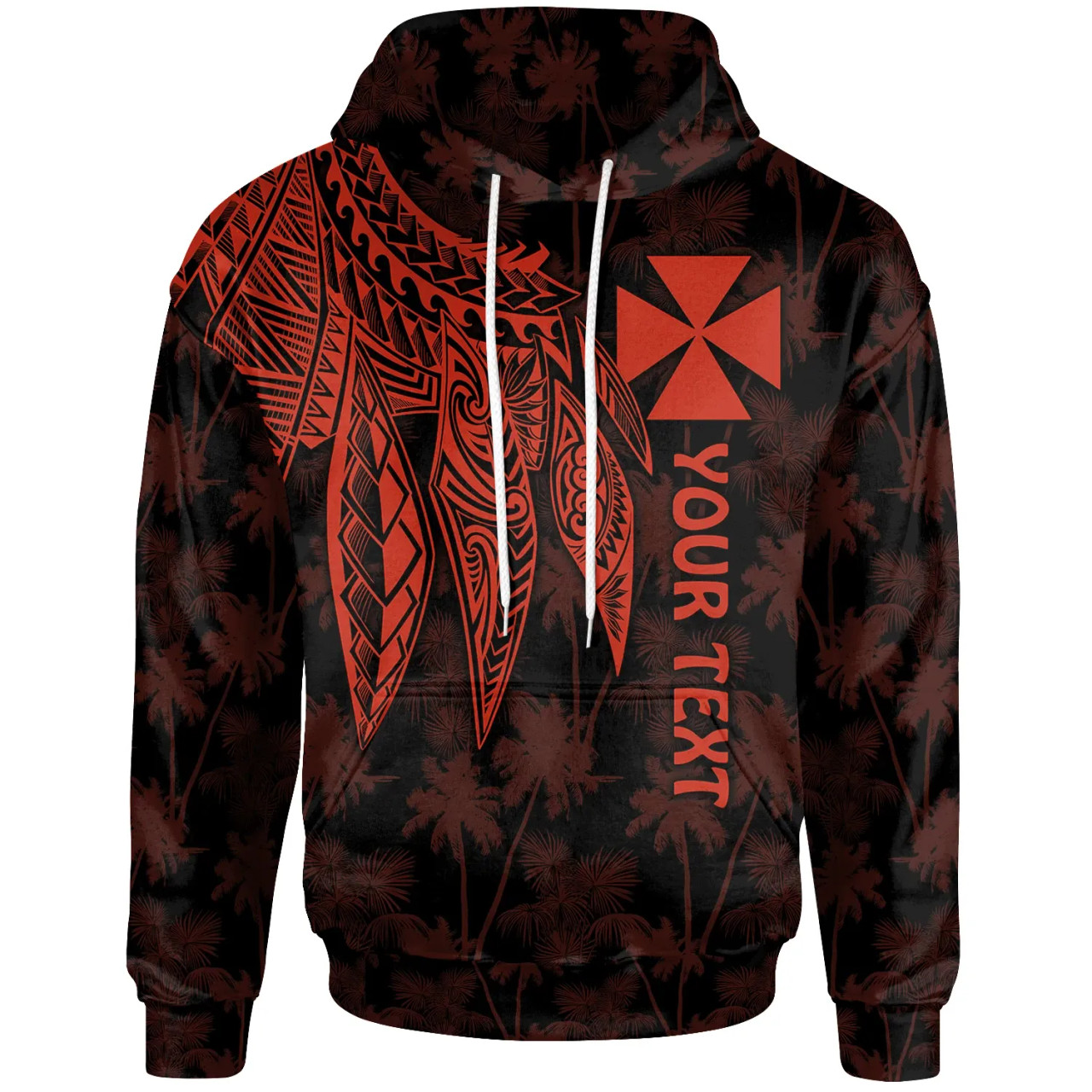 Wallis and Futuna Personalised Hoodie - Polynesian Wings Red