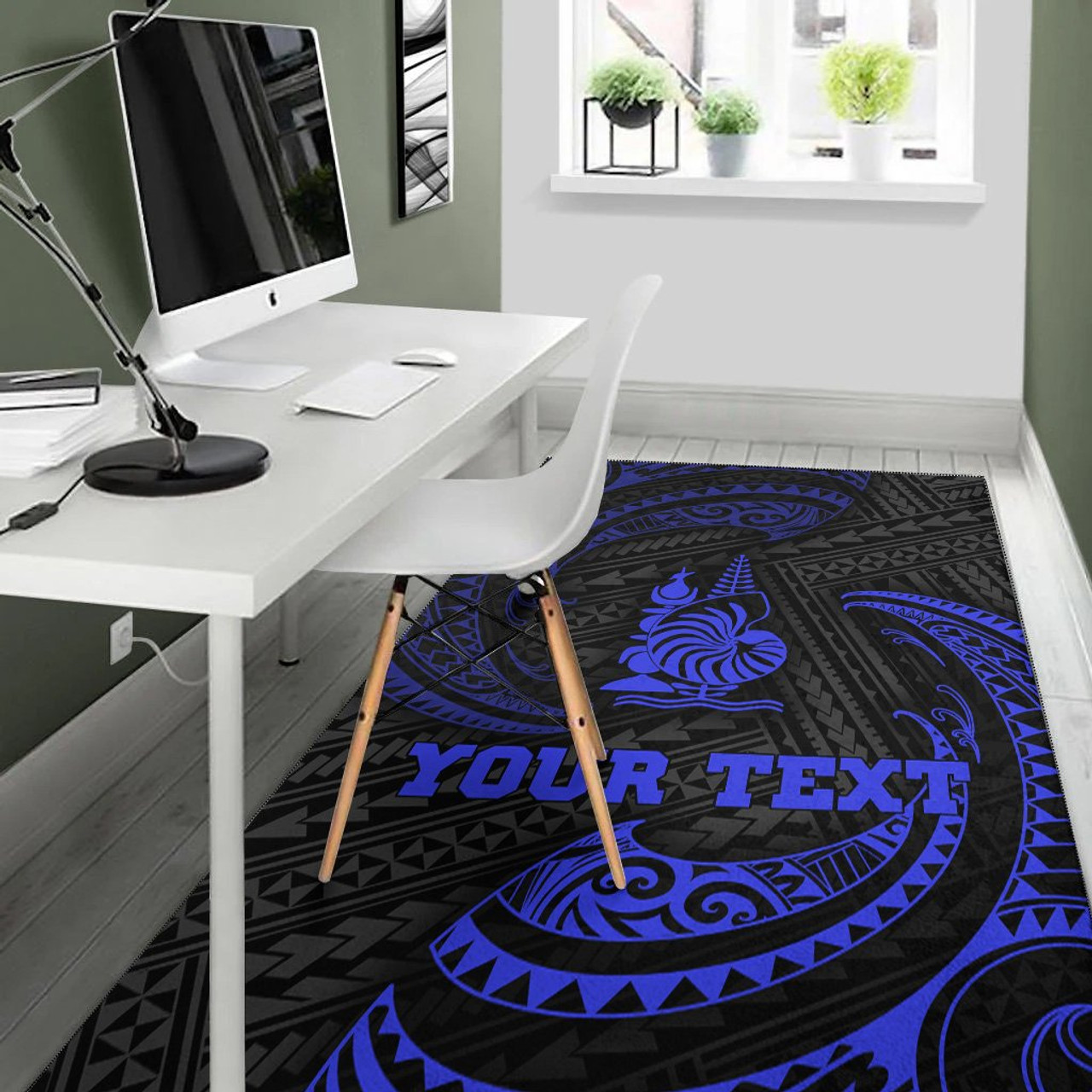 New Caledonia Polynesian Custom Personalised Area Rug - Blue Tribal Wave Polynesian 5