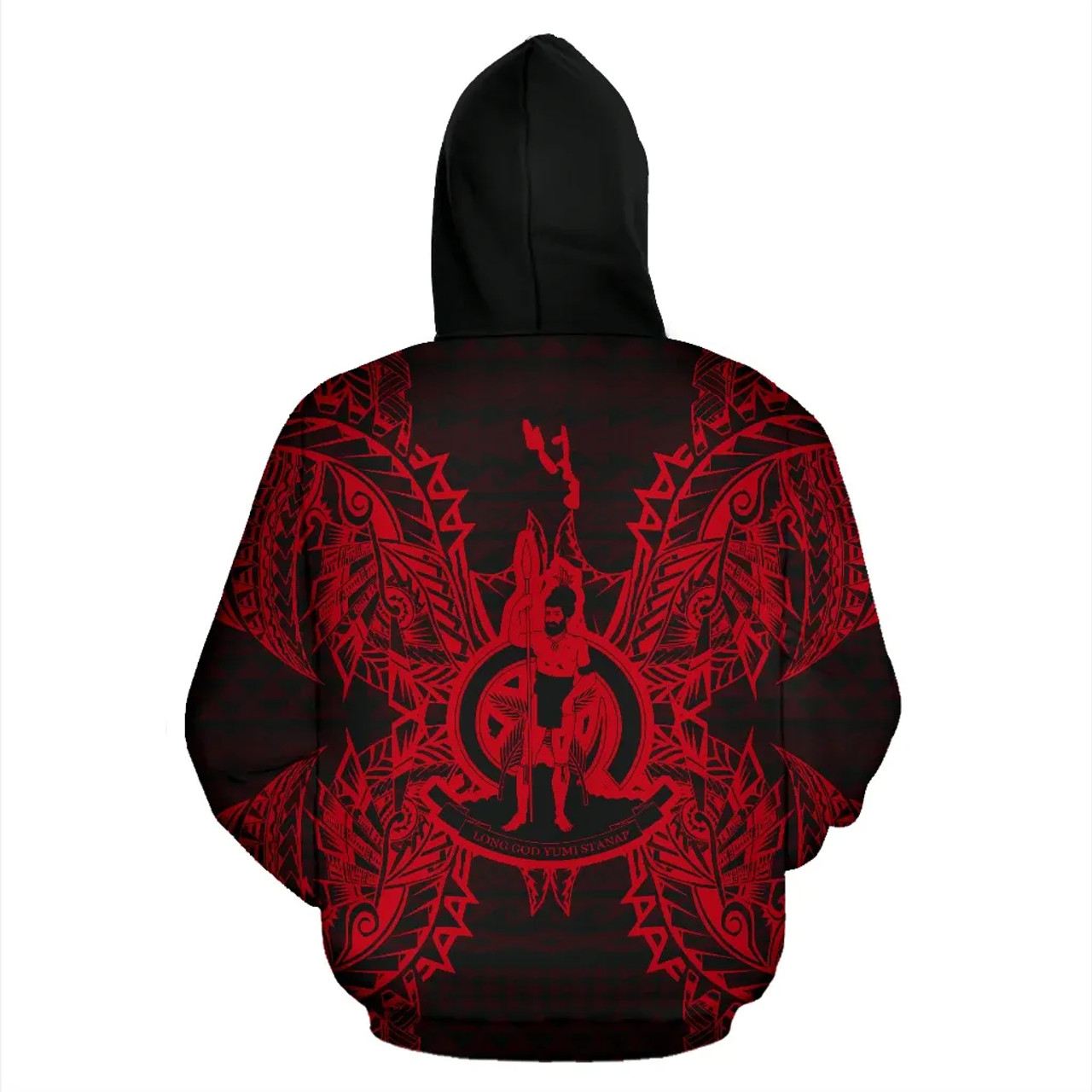 Vanuatu Polynesian All Over Hoodie Map Red