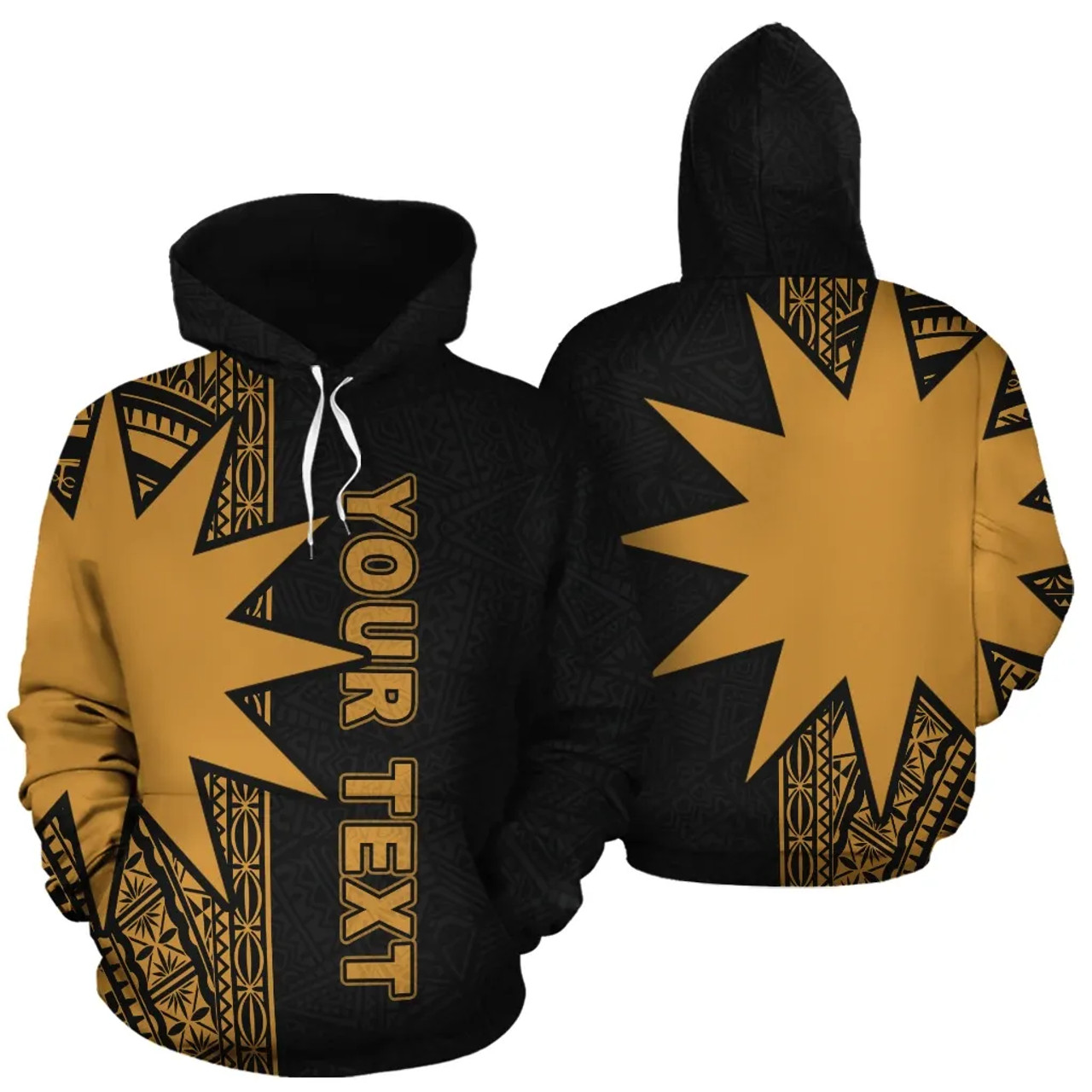 Nauru Polynesian Personalised Custom Hoodie - Gold Line