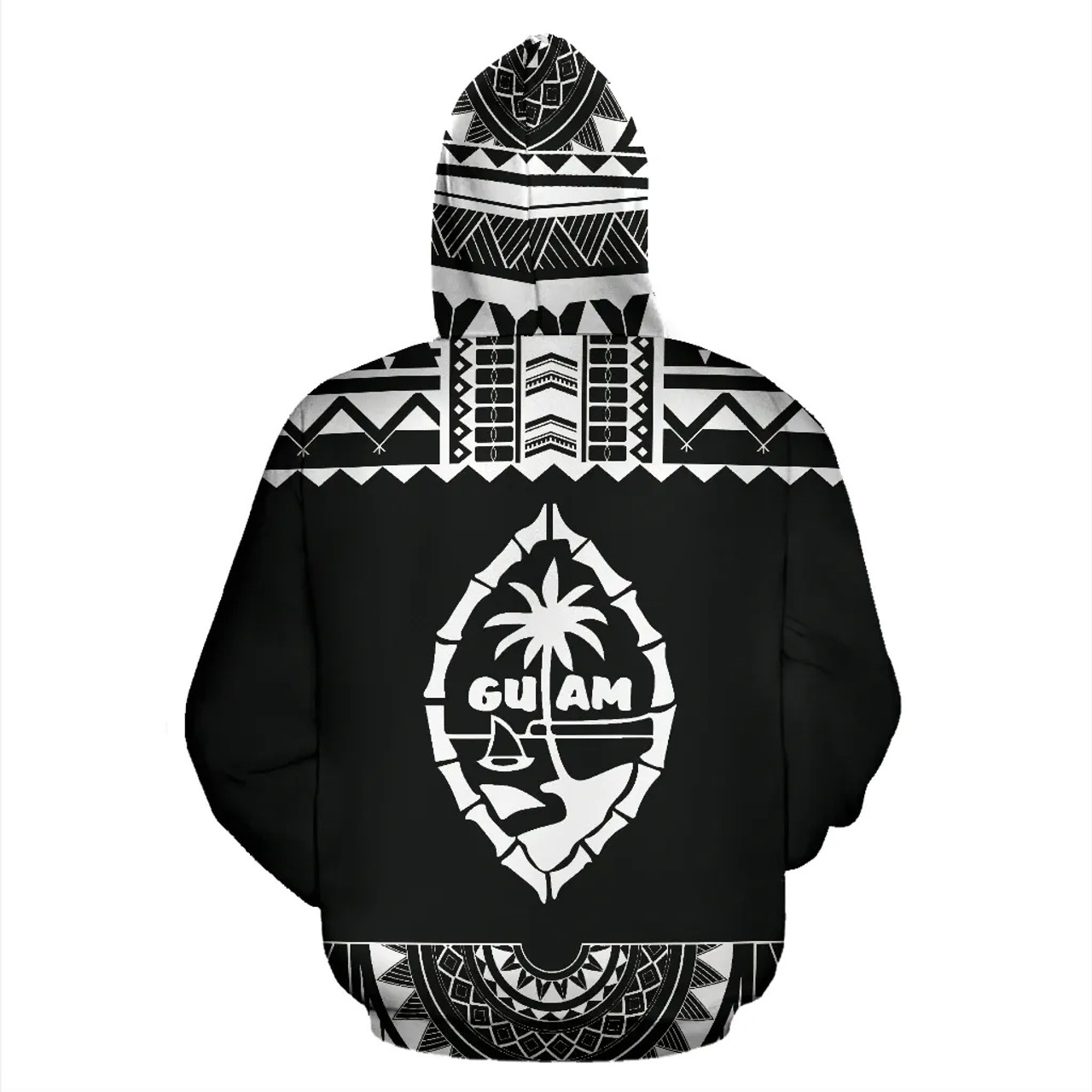 Guam All Over Hoodie - Polynesian Black And White