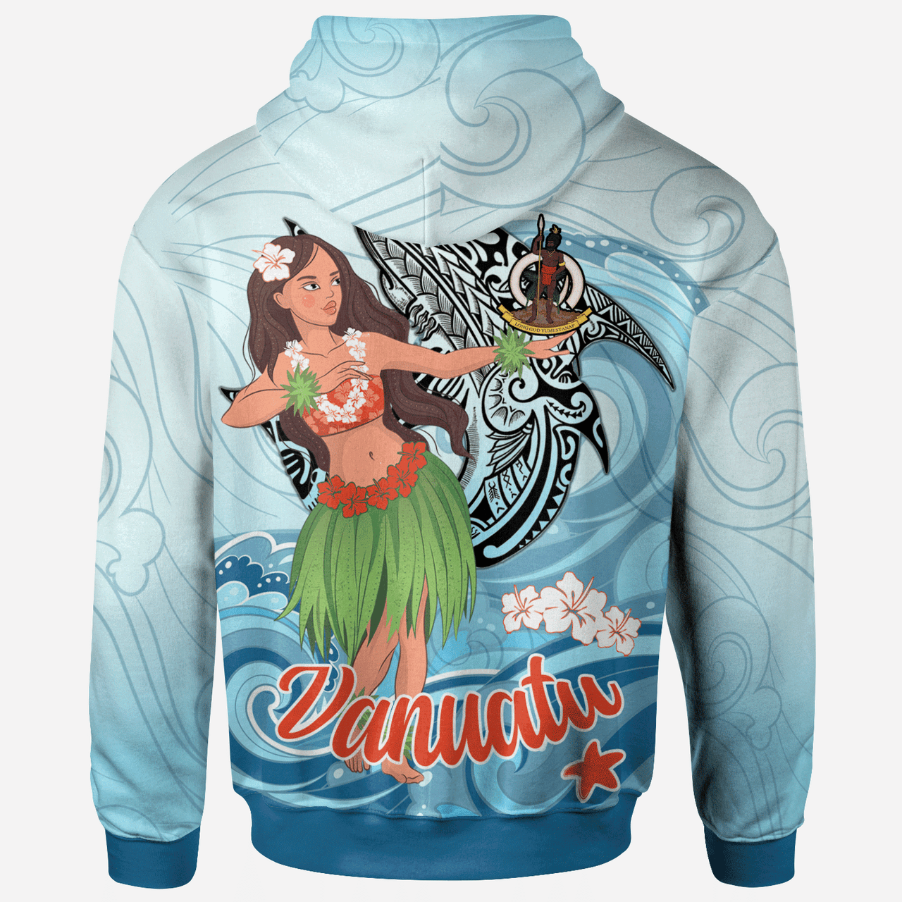 Vanuatu Hoodie - Polynesian Girls With Shark