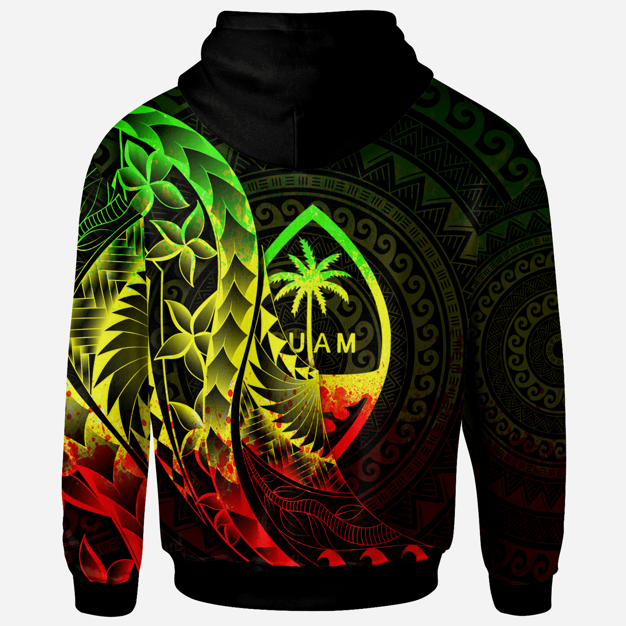 Guam Hoodie - Polynesian Pattern Style Reggae Color