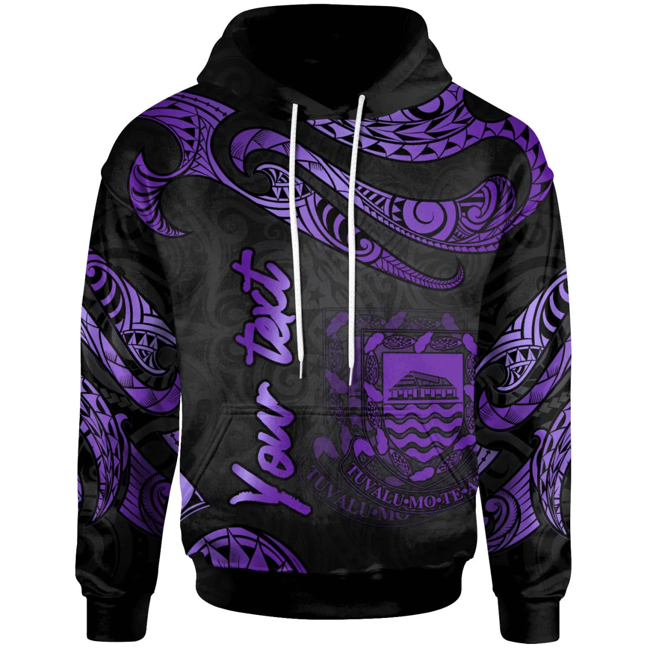 Tuvalu Polynesian Custom Personalised Hoodie - Poly Tattoo Purple Version