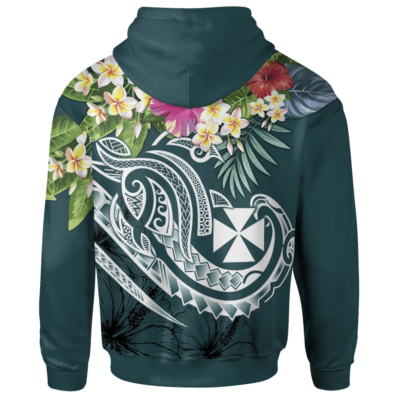 Wallis and Futuna Polynesian Hoodie - Summer Plumeria (Turquoise)