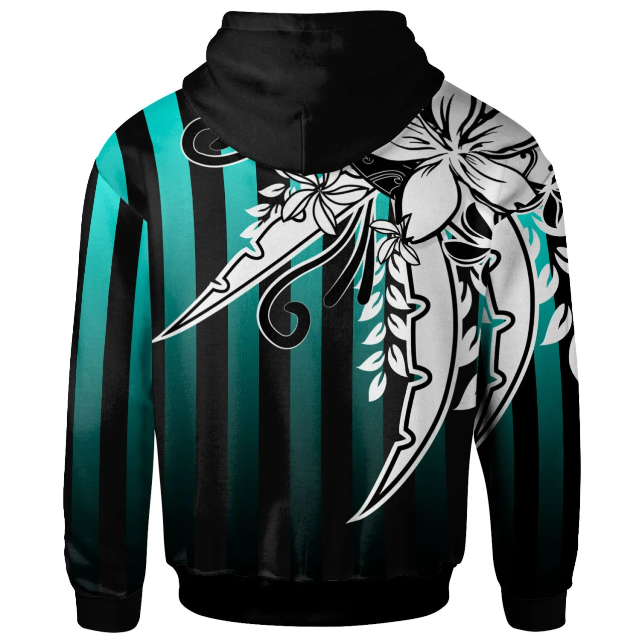 Niue Hoodie - Cyan Vertical Stripes Style