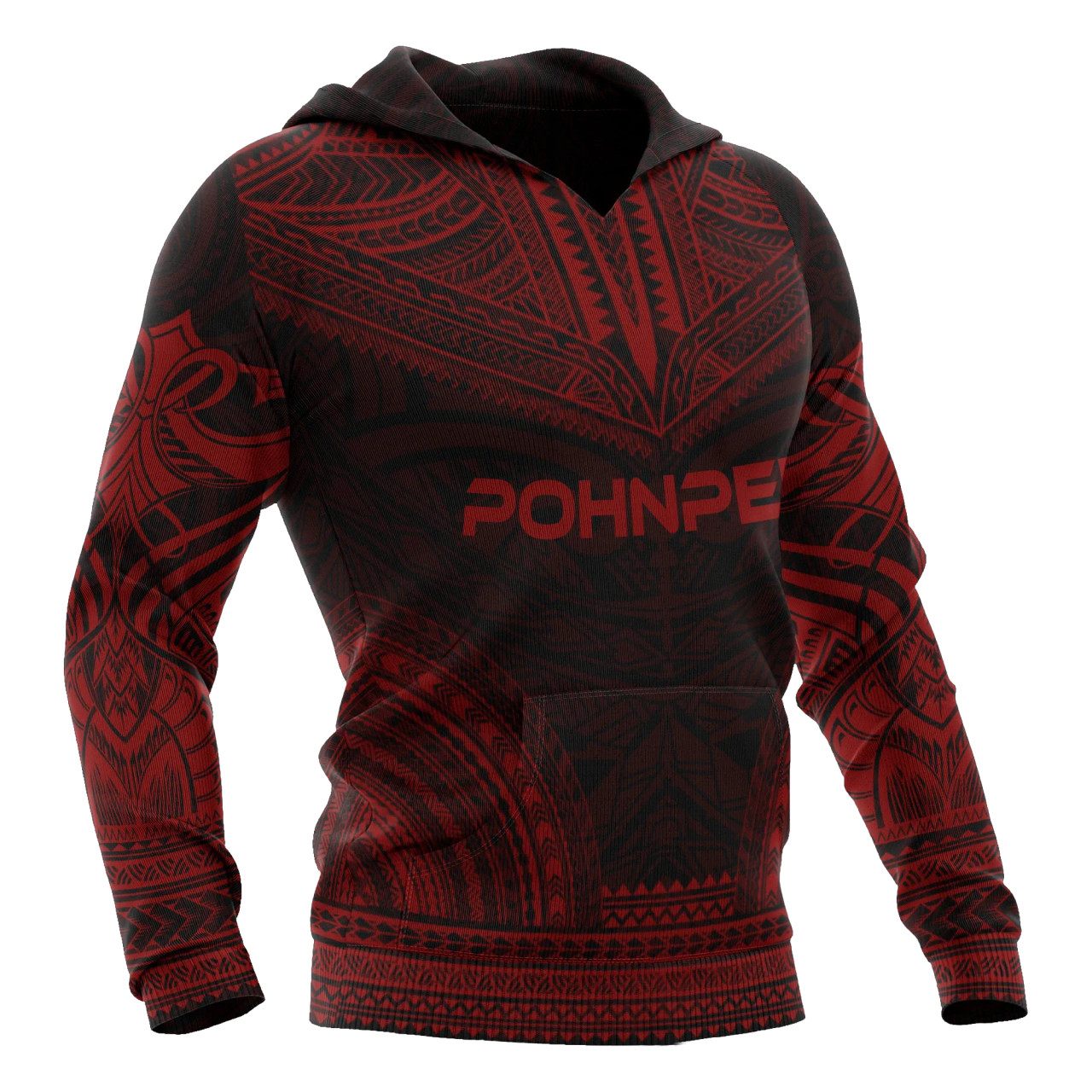 Pohnpei Polynesian Chief Hoodie - Red Version