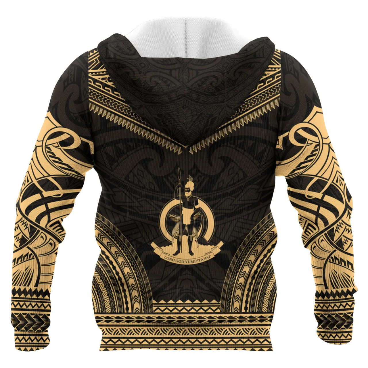 Vanuatu Polynesian Chief Custom Personalised Hoodie - Gold Version