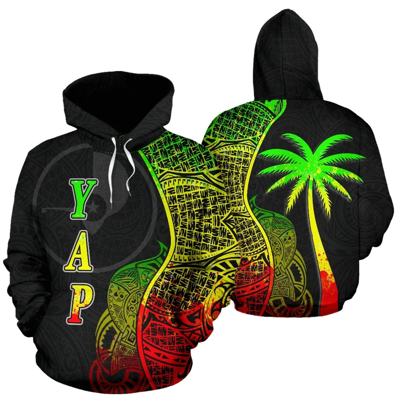 Yap Polynesian Hoodie Coconut Tree Reggae