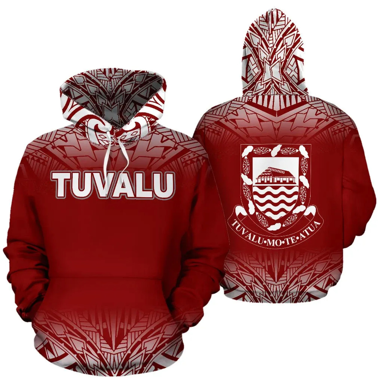 Tuvalu Polynesian Hoodie Fog Red