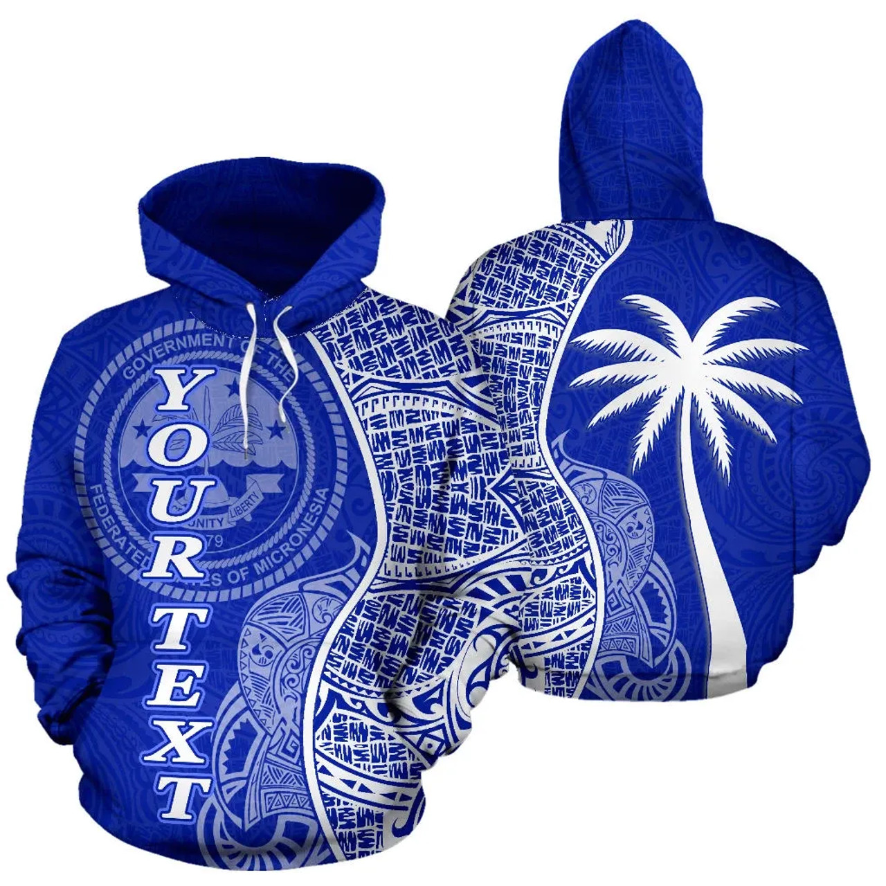 Federated States Of Micronesia Polynesian Custom Personalised Hoodie Coconut Blue