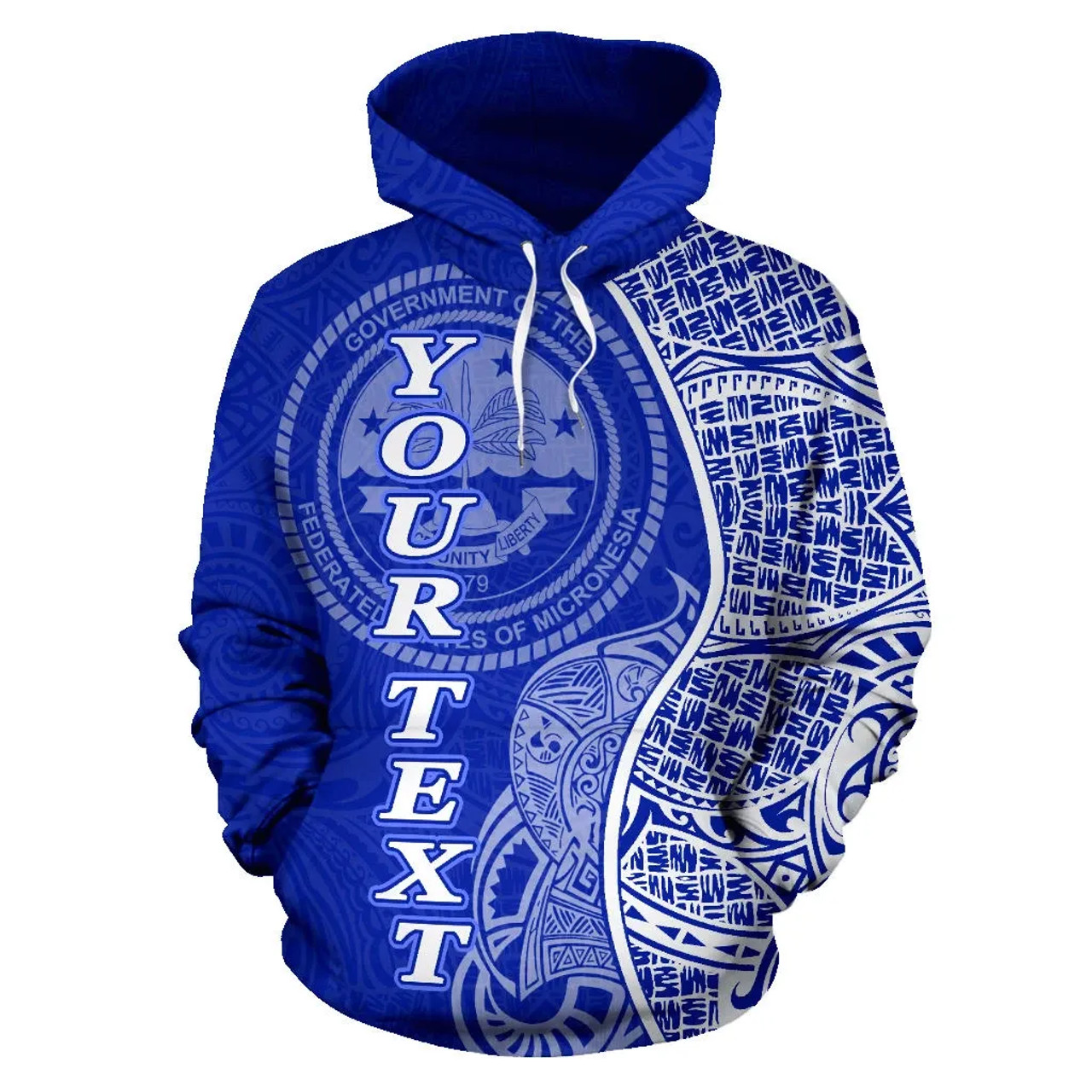 Federated States Of Micronesia Polynesian Custom Personalised Hoodie Coconut Blue