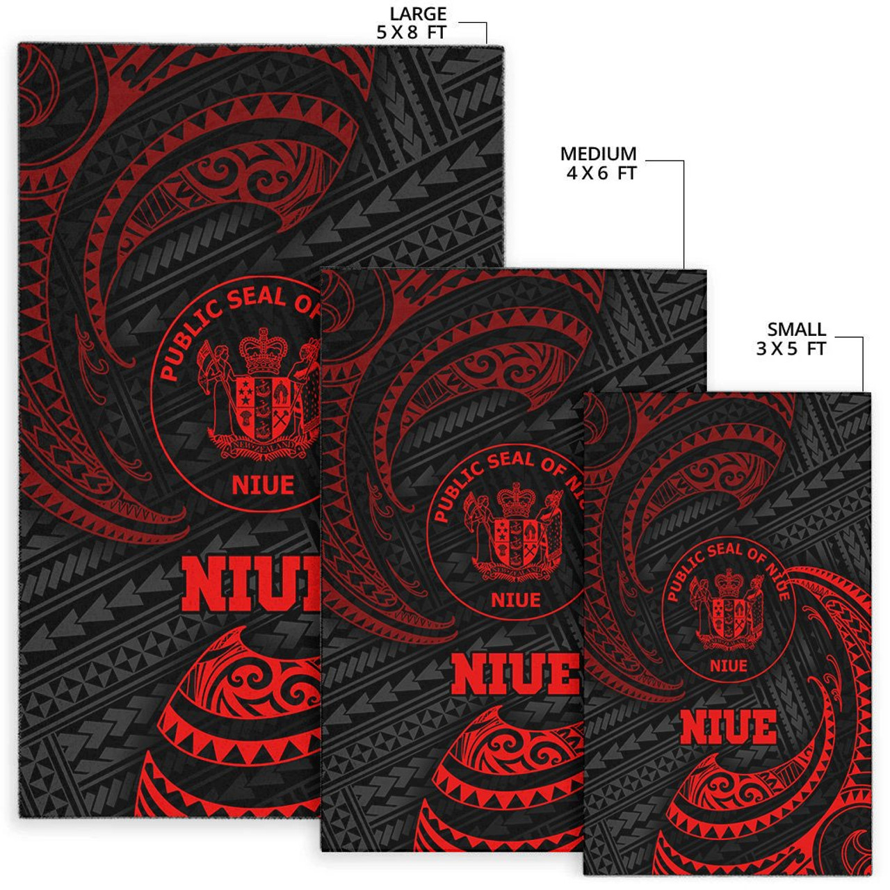 Niue Polynesian Area Rug - Red Tribal Wave Polynesian 2