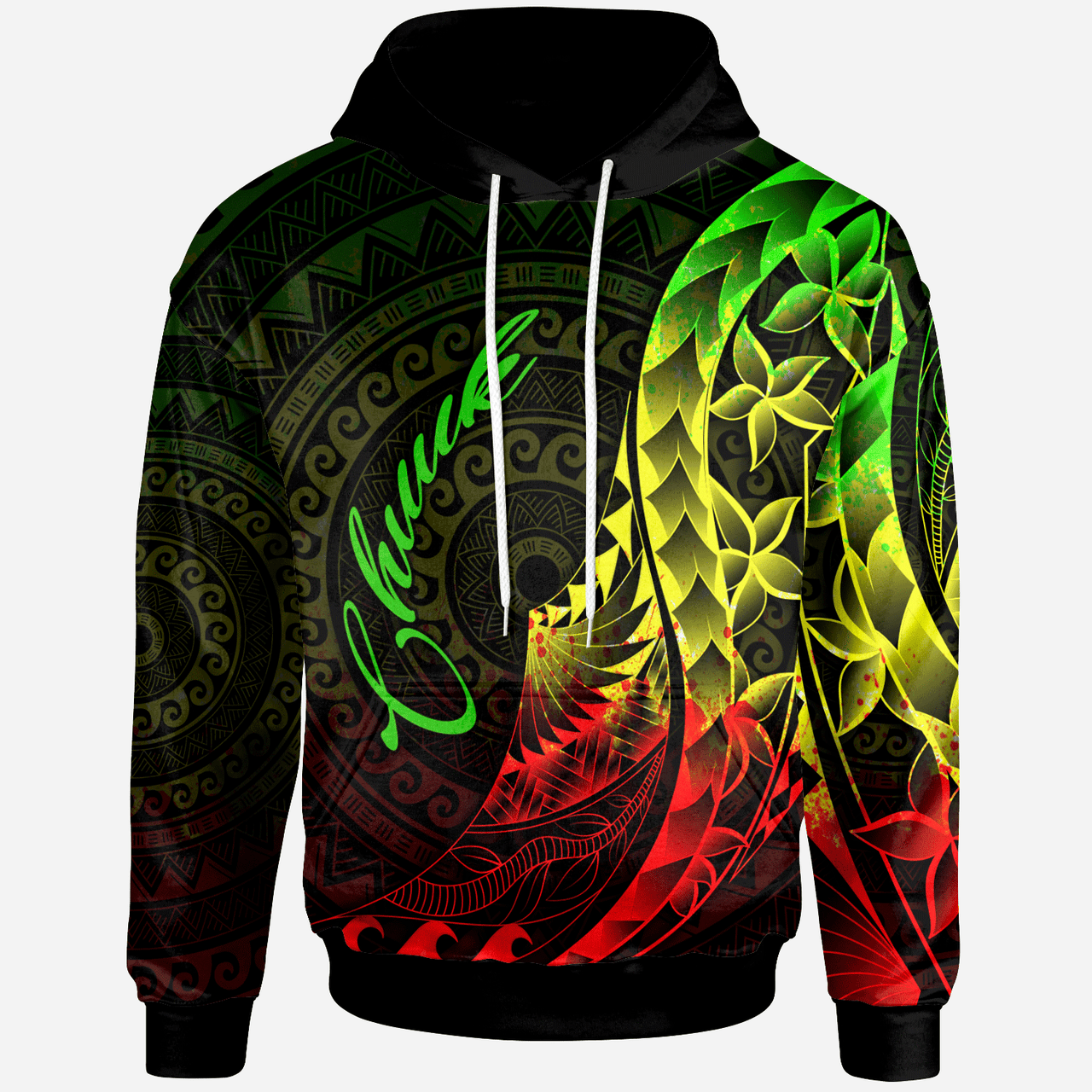 Chuuk Hoodie - Polynesian Pattern Style Reggae Color