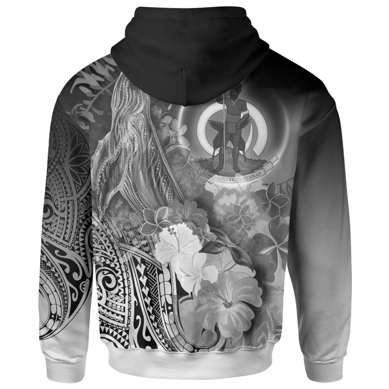 Vanuatu Hoodie - Humpback Whale with Tropical Flowers (White)