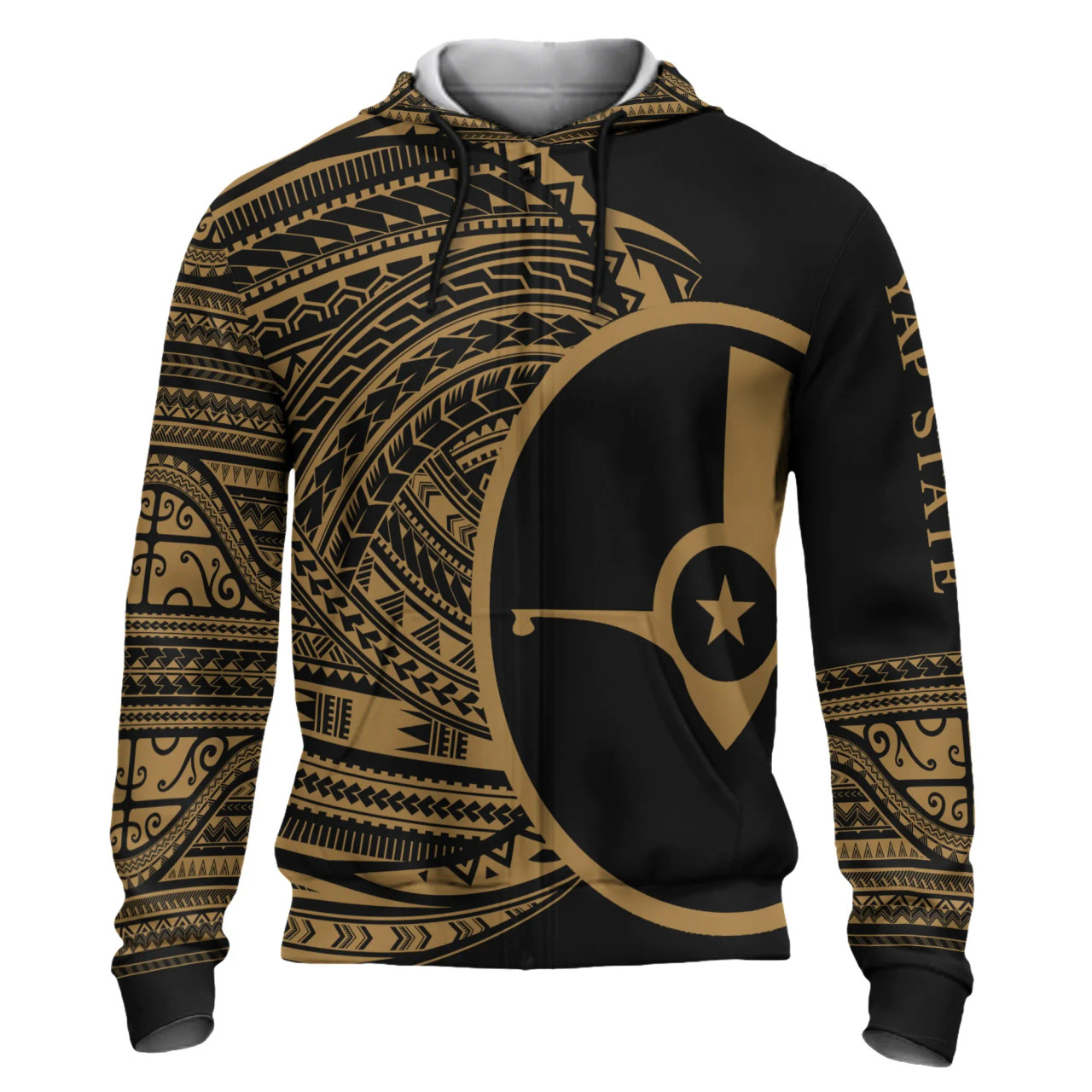 Yap Hoodie - Micronesia Gold Patterns With Coat Of Arms