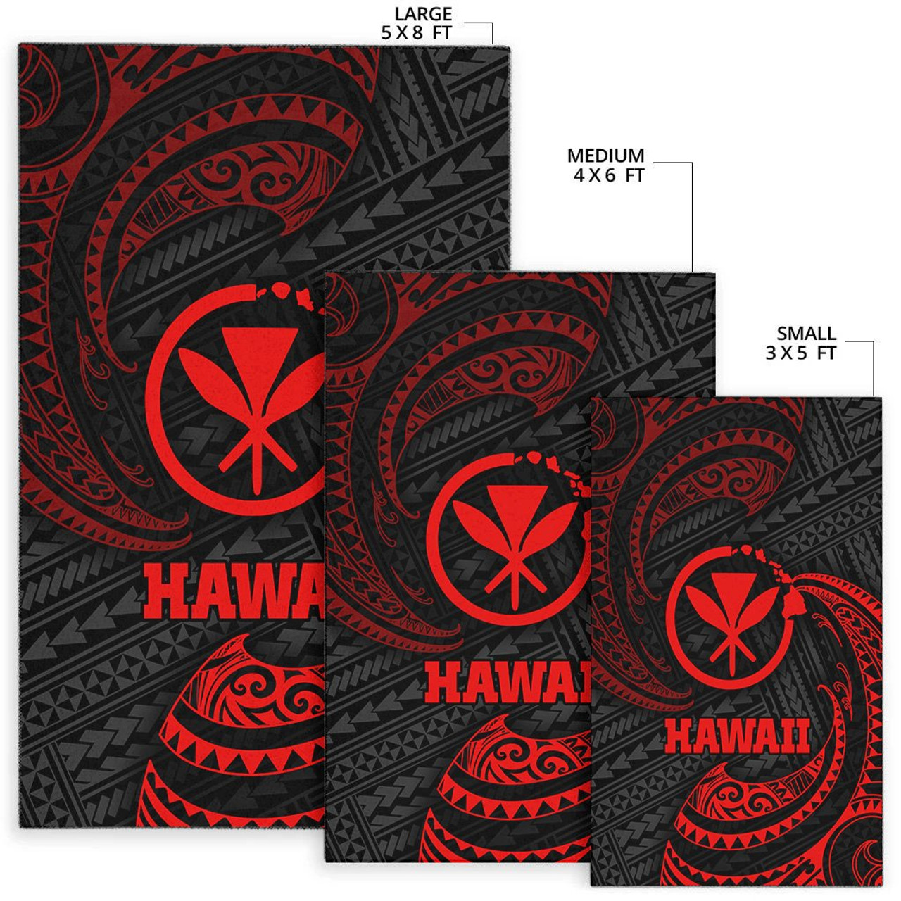 Hawaii Polynesian Area Rug - Red Tribal Wave Polynesian 2