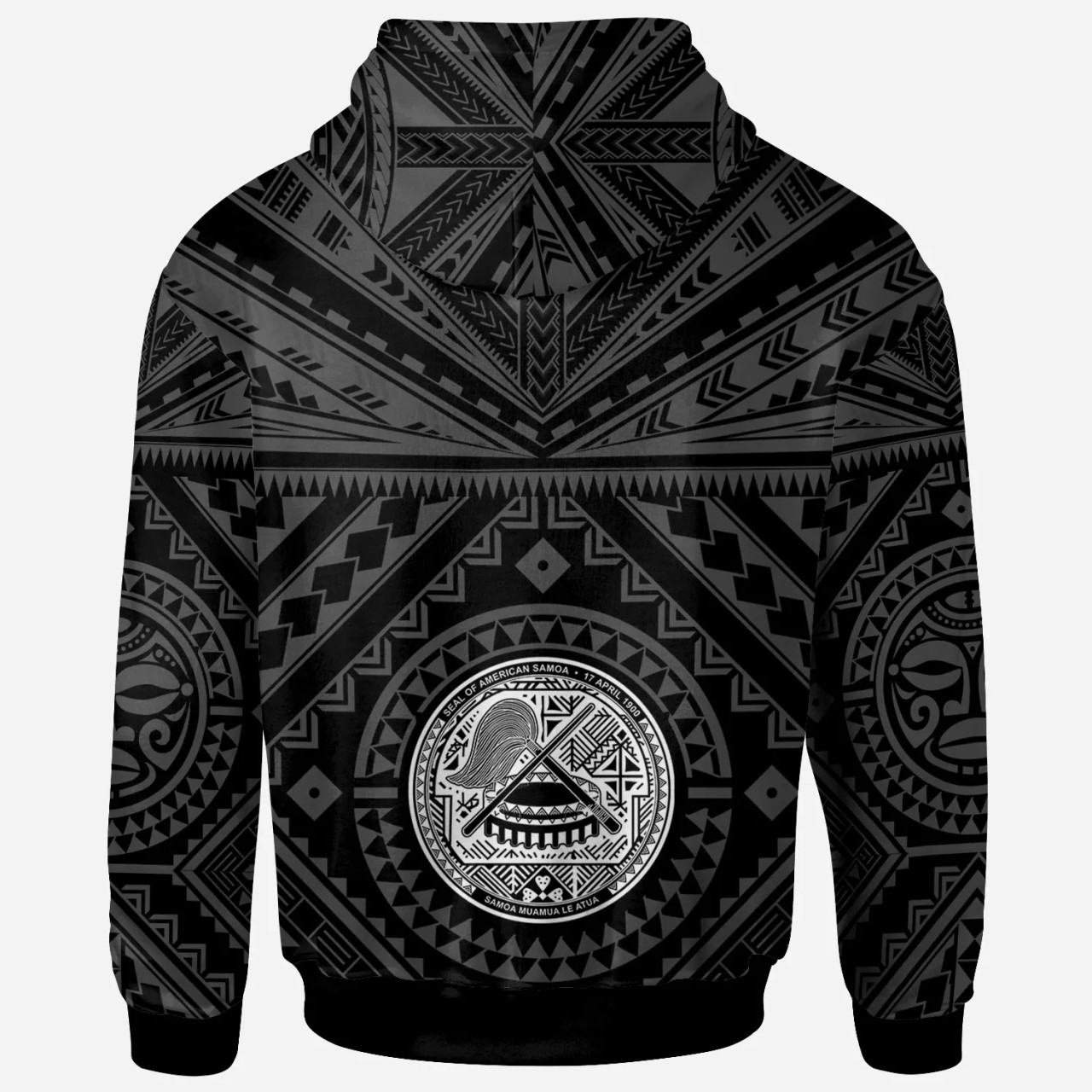 American Samoa Personalised Hoodie - Seal In Polynesian Tattoo Style ( Black)