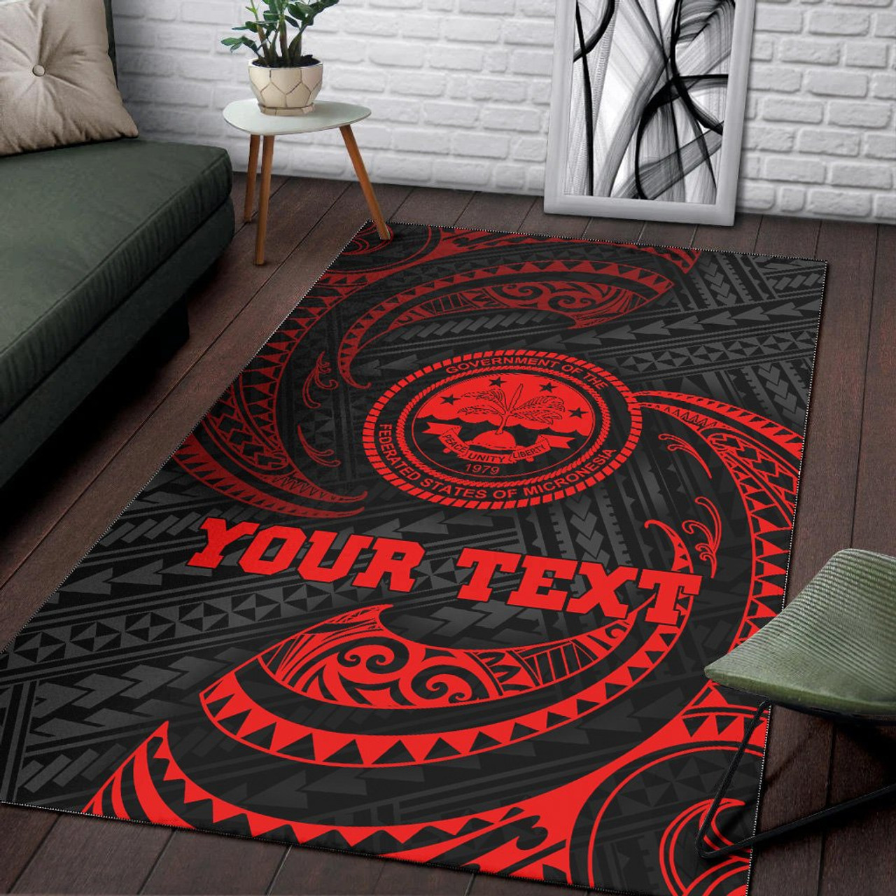 FSM Polynesian Custom Personalised Area Rug - Red Tribal Wave Polynesian 4