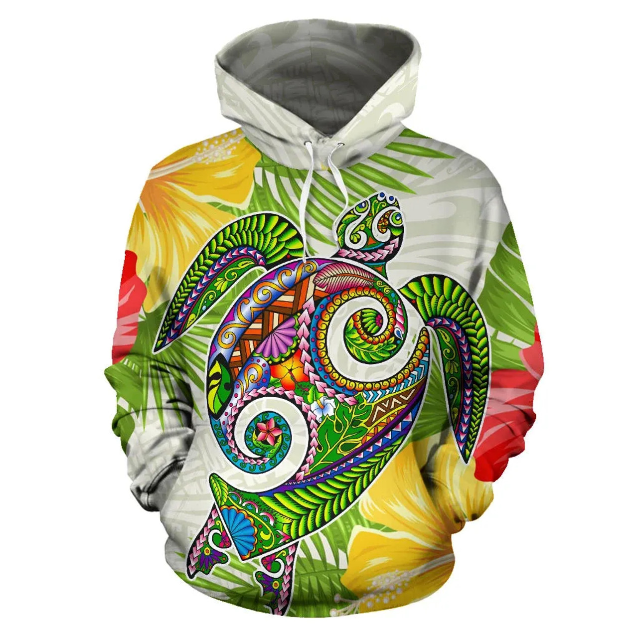 Polynesian Hawaii Hoodies Turtle Colorful