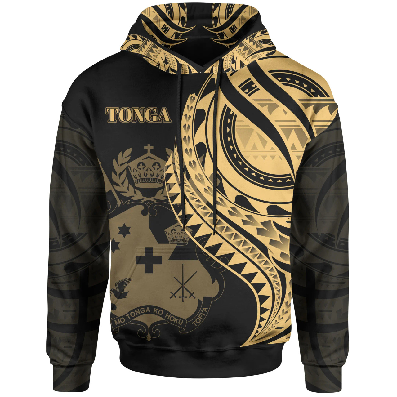 Tonga Hoodie - Gold Polynesian Patterns Best Tonga Ever