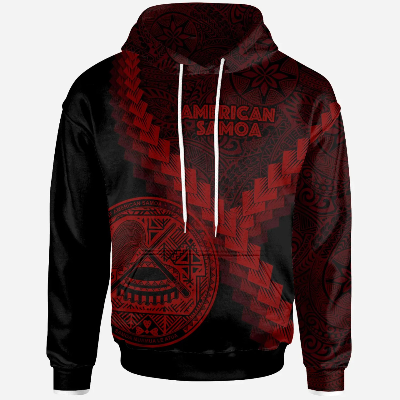 American Samoa Hoodie - American Samoa Coat Of Arms With Polynesian Tattoo Red