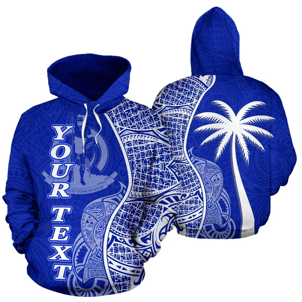 Vanuatu Polynesian Custom Personalised Hoodie Coconut Blue