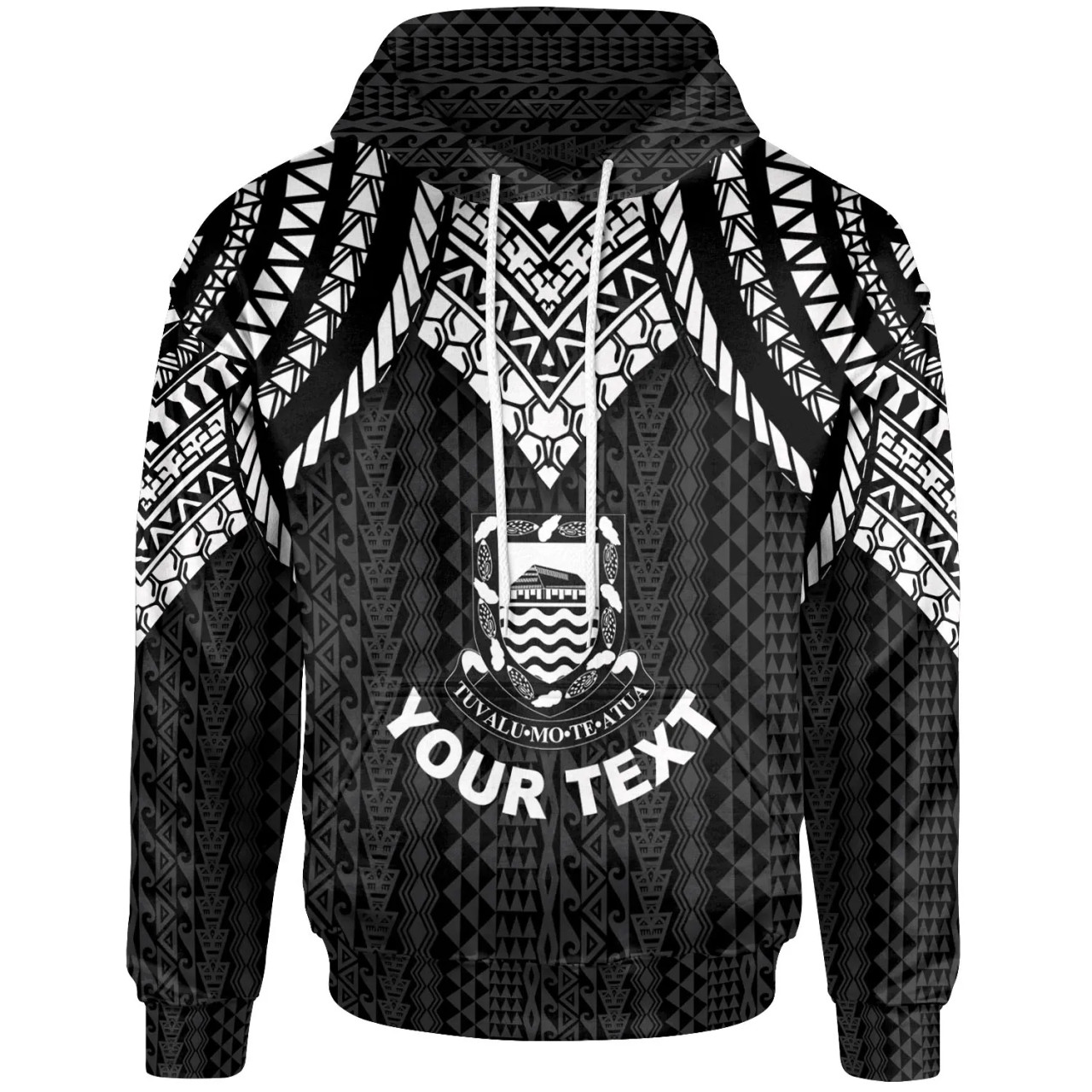 Tuvalu Custom Personalised Hoodie - Polynesian Armor Style Black