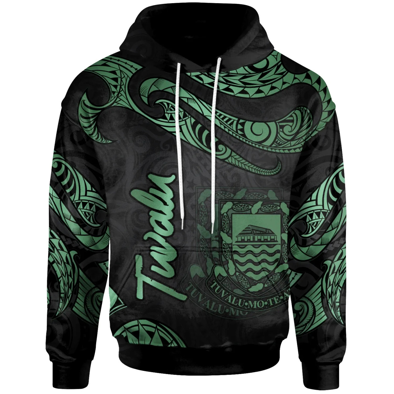 Tuvalu Polynesian Hoodie - Poly Tattoo Green Version