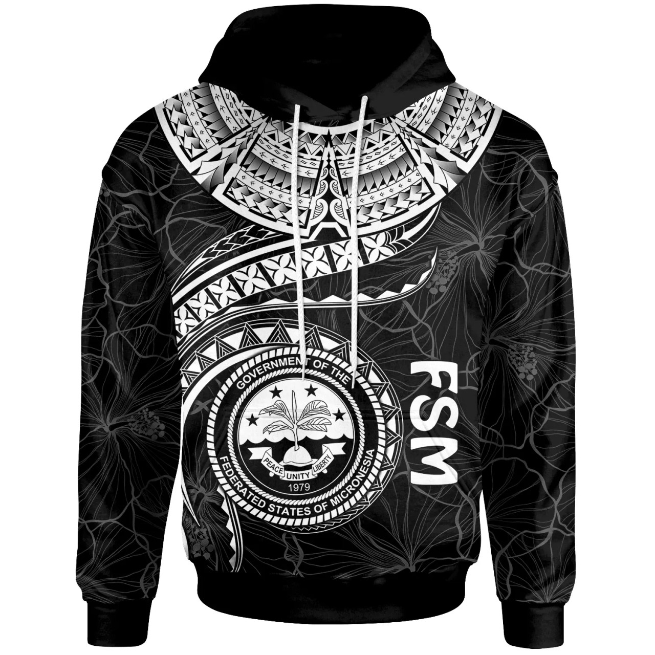 Federated States of Micronesia Polynesian Hoodie - FSM Waves (White)