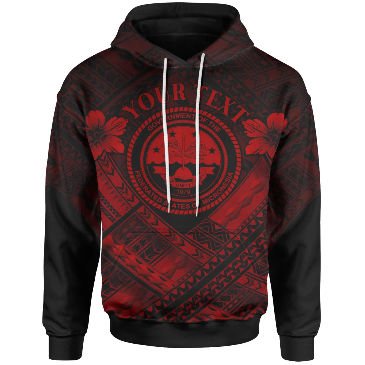 Federated States of Micronesia Polynesian Custom Personalised Hoodie - Federated States of Micronesia Red Seal Camisole Hibiscus Style