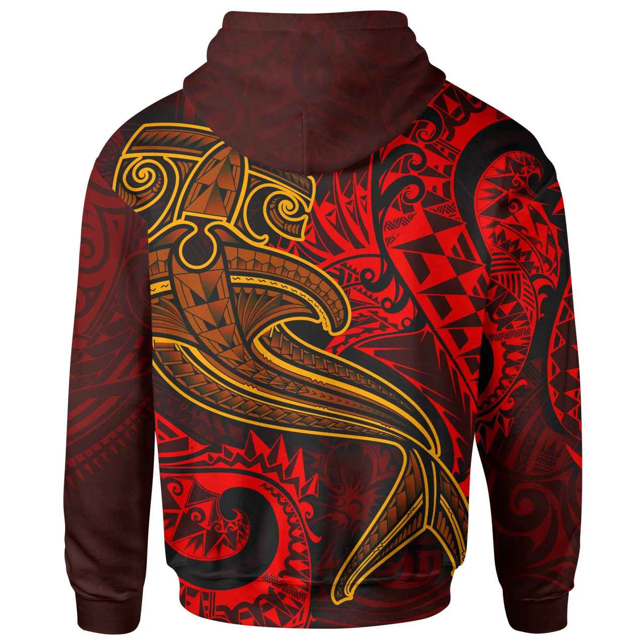 Polynesian Hoodie - Red Shark Polynesian Tattoo