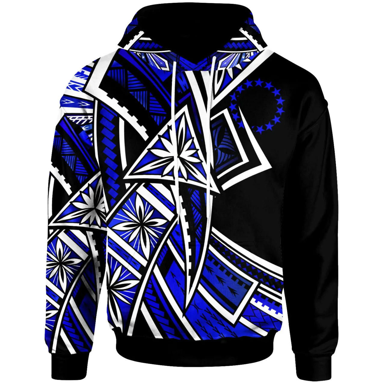 Cook Islands Hoodie - Tribal Flower Special Pattern Blue Color