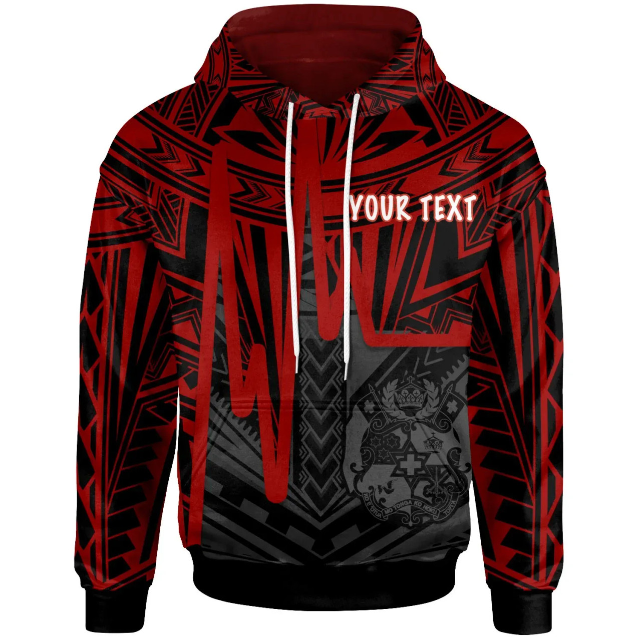 Tonga Personalised Hoodie - Tonga Seal In Heartbeat Patterns Style (Red)